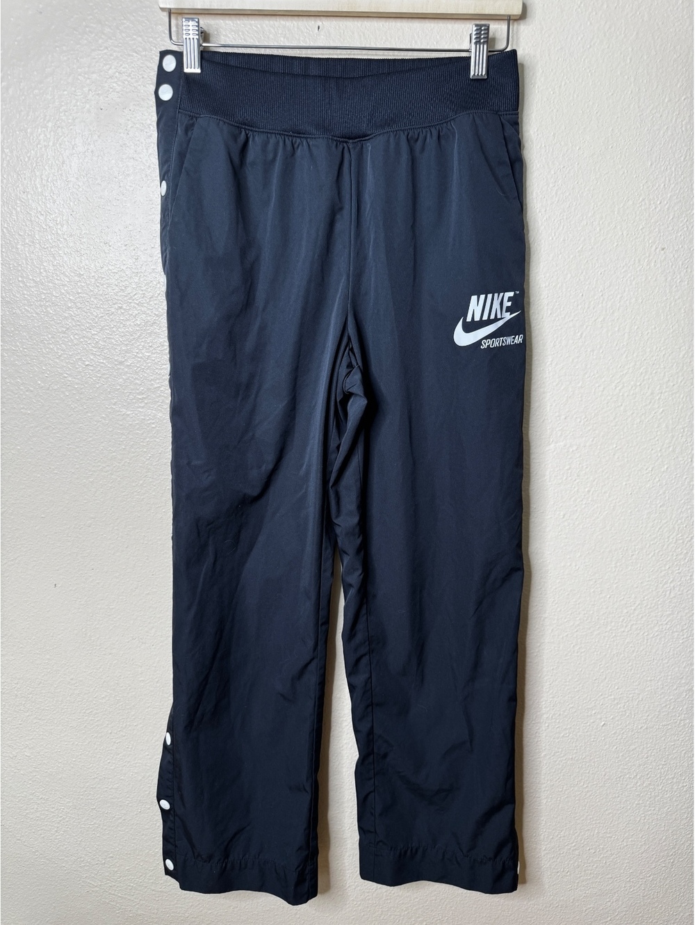 Nike Sportswear Womens S Black Tearaway Snap Side Track Pants Polyester
